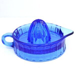 SUNKIST COBALT BLUE GLASS JUICER REAMER 100TH YR ANNIVERSARY (1893-1993) VINTAGE